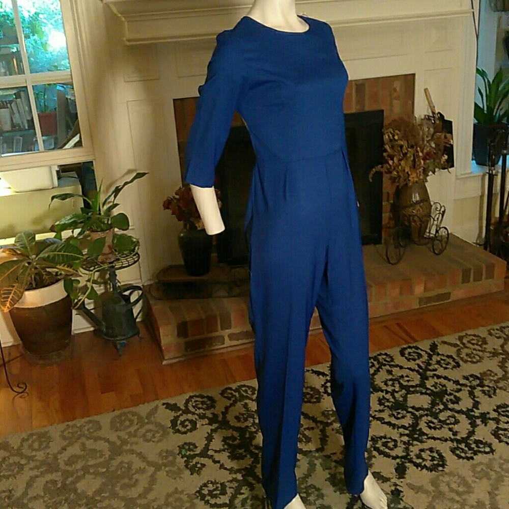 Ruiyige ladies blue jumpsuit with open back